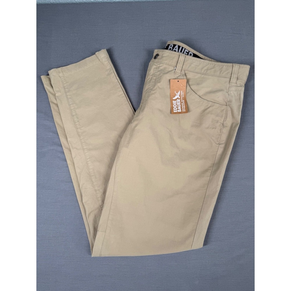 Eddie Bauer Voyager Flex  Slim Fit Slim Leg 40x36 Khaki Tan Twill Pant 5 Pkt NWT